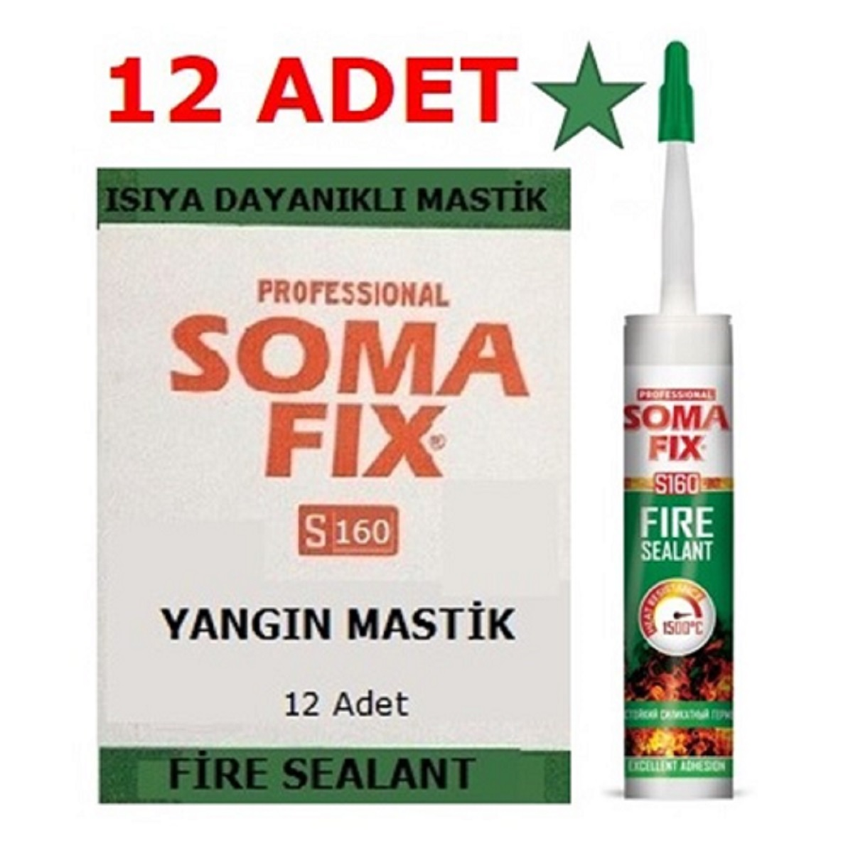 12 Adet 310 ml Siyah Yangına Dayanıklı Isı Mastiği 1500 °C Akustik Mastik S160