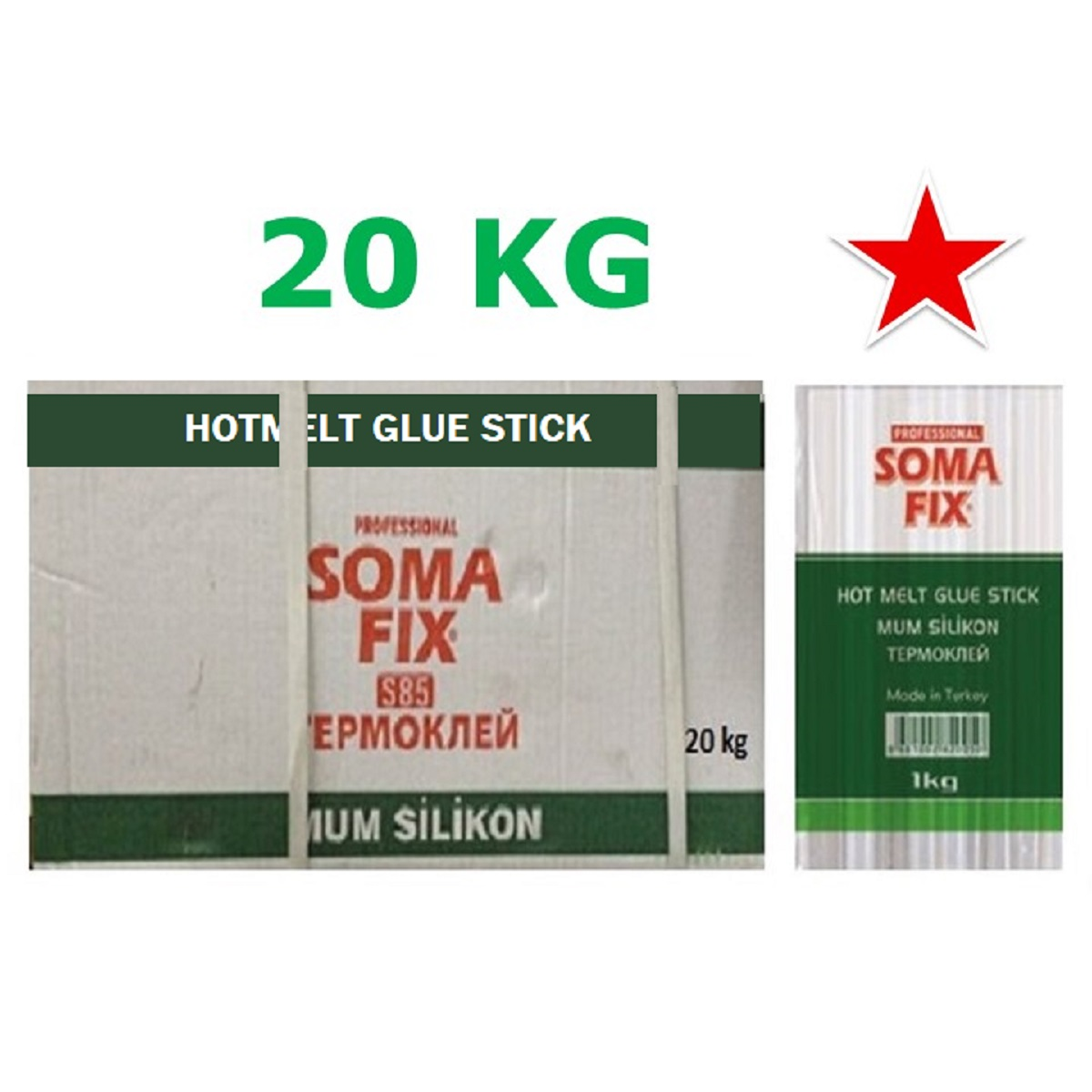 20 kg Somafix Kalın 11.3 x 300 mm Şeffaf Mum Silikon Yapıştırıcı S82