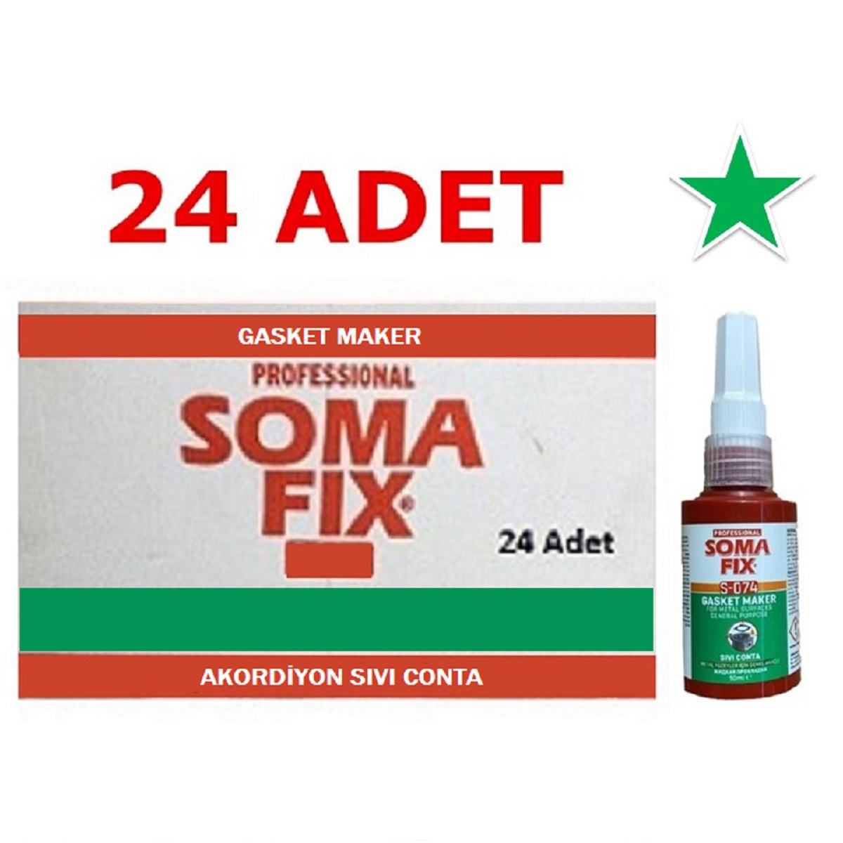 24 Adet 50 ml Somafix Akordiyon Sıvı Conta Anaerobic Yapıştırıcı S074