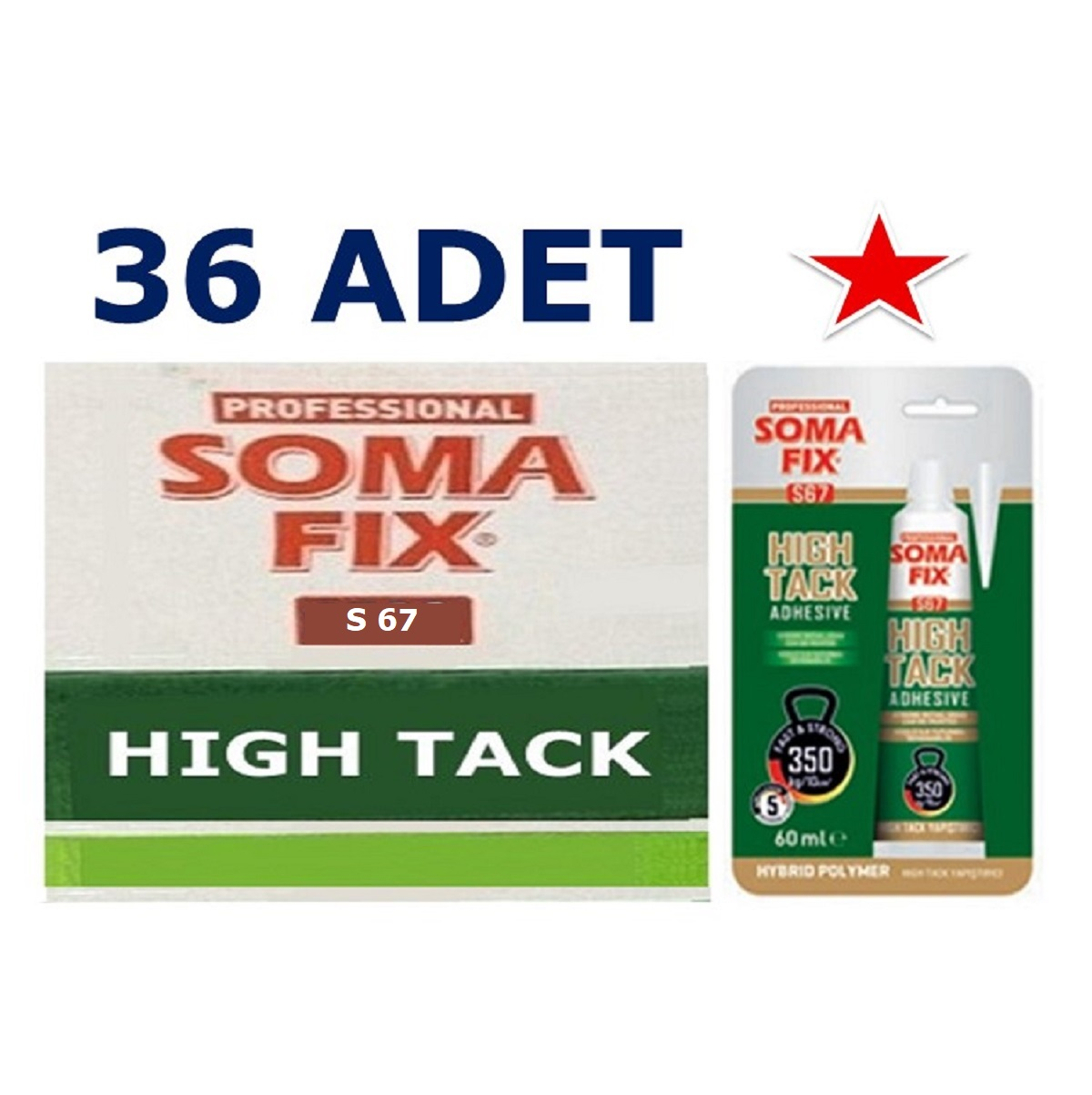36 Adet 60 ml Somafix Beyaz High Tack Hızlı Çok Amaçlı Suya Dayanıklı Korniş Yapıştırıcı S67