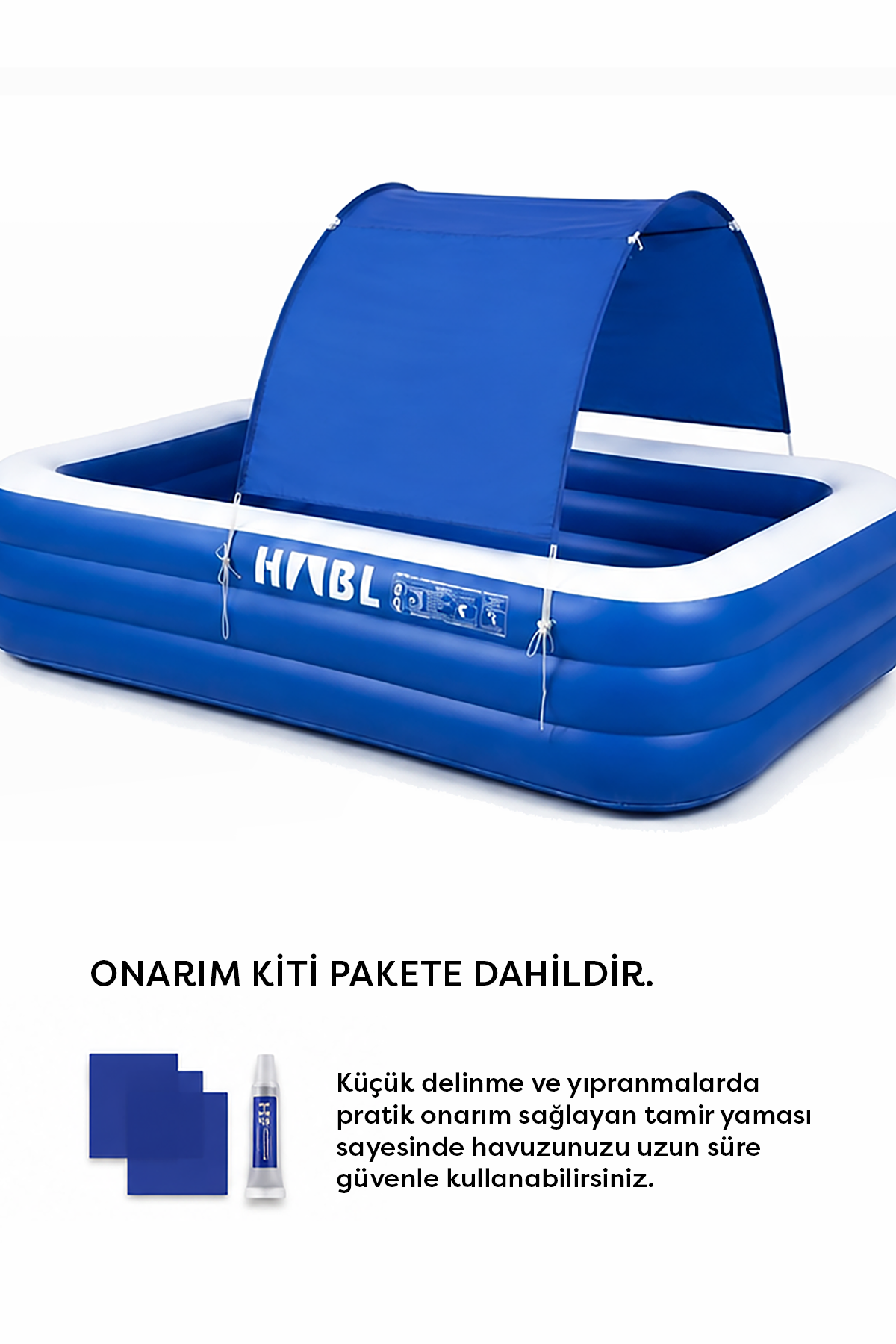 HABL 3 Boğumlu Tenteli Şişme Havuz XXL 300x183x56 cm 1850 L Güneş Korumalı Aile Havuzu
