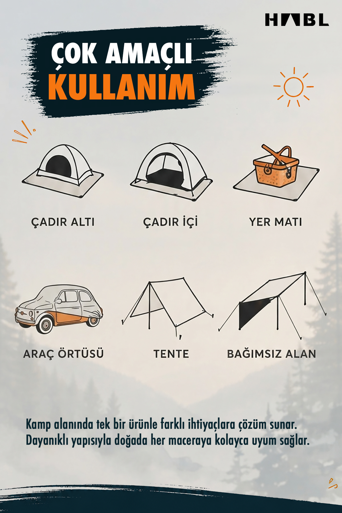 HABL Güçlendirilmiş Kamp ve Çadır Altı Brandası