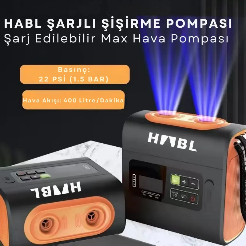 HABL Şarjlı Dijital Güçlü Hava Pompası - 22 PSI (1.5 BAR)