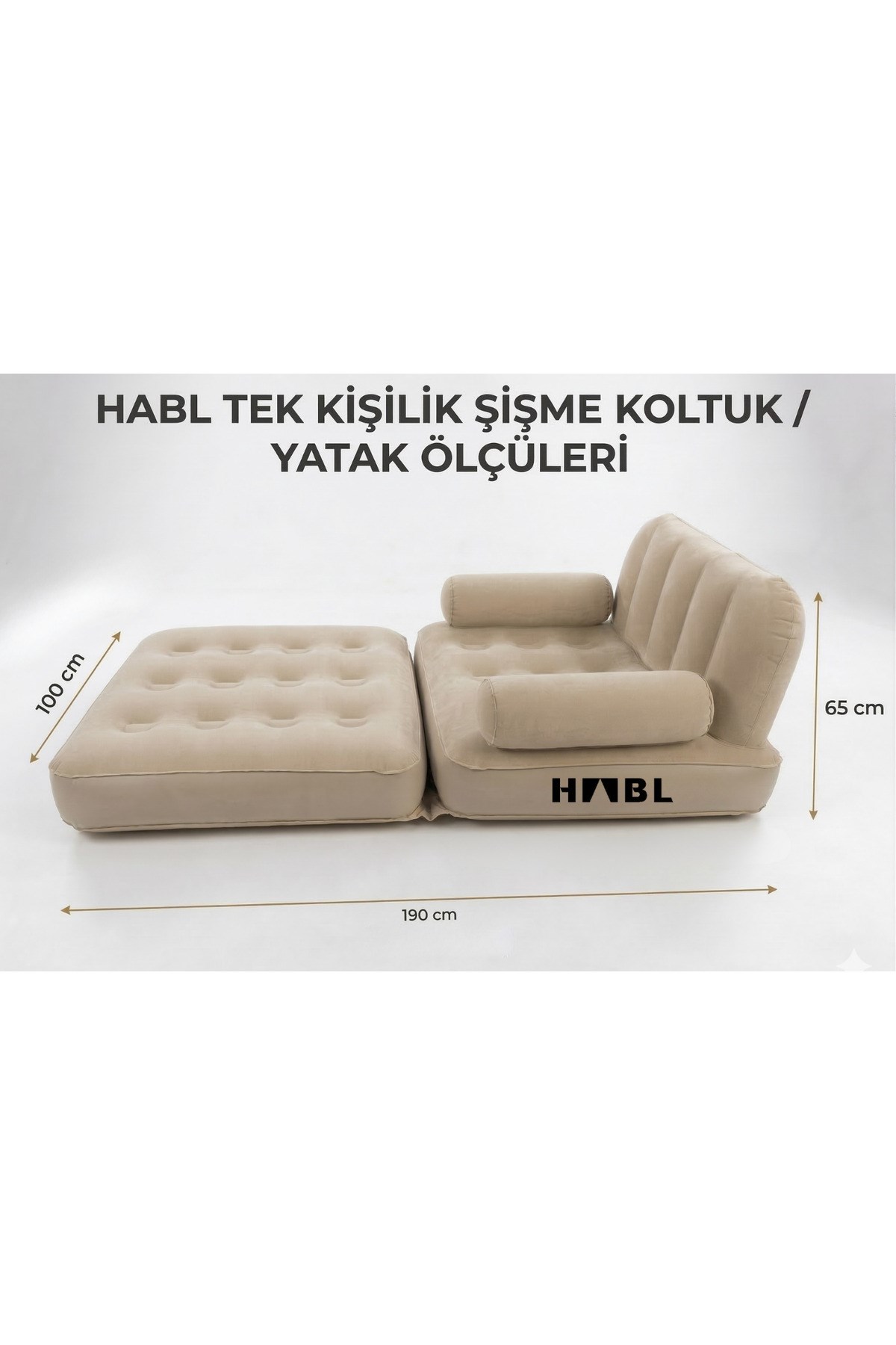 HABL Tek Kişilik 2si 1 Arada Şarjlı Şişme Koltuk ve Yatak 190x100x65