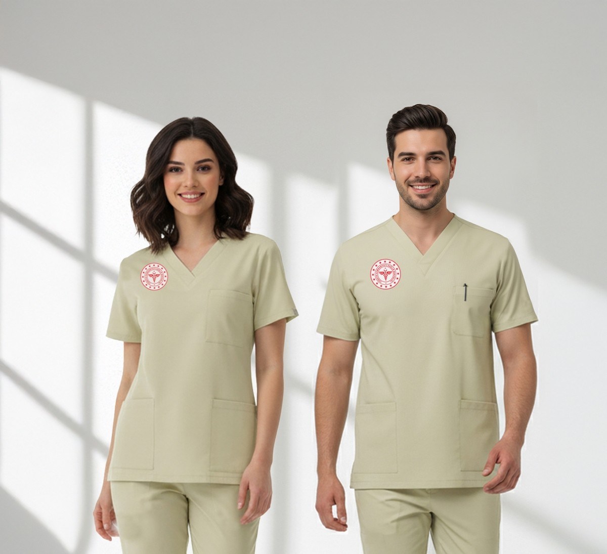Teknisyen-Tekniker -Tıbbi Sekreter Forması  TEK ÜST Scrubs Likralı Takım Yeni Yönetmeliğe Uyumlu-Moth