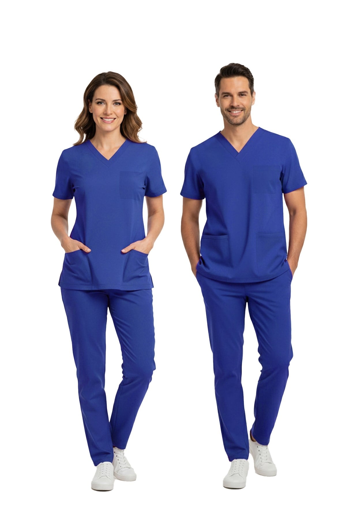 Dazzling Blue Dr. Greys Doktor Hemşire Medikal Scrubs Takım Lüks Likralı Kumaş