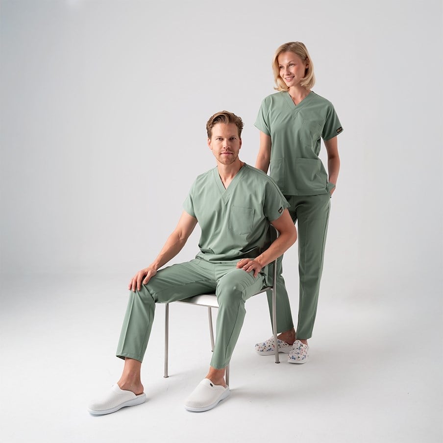Mint Yeşili Dr. Greys Doktor Hemşire Medikal Scrubs Takım Best Likralı Kumaş