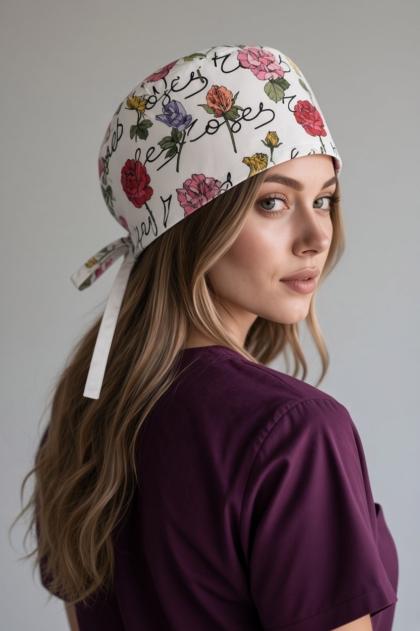 Roses Desenli Bone (Cotton Likra Kumaş)