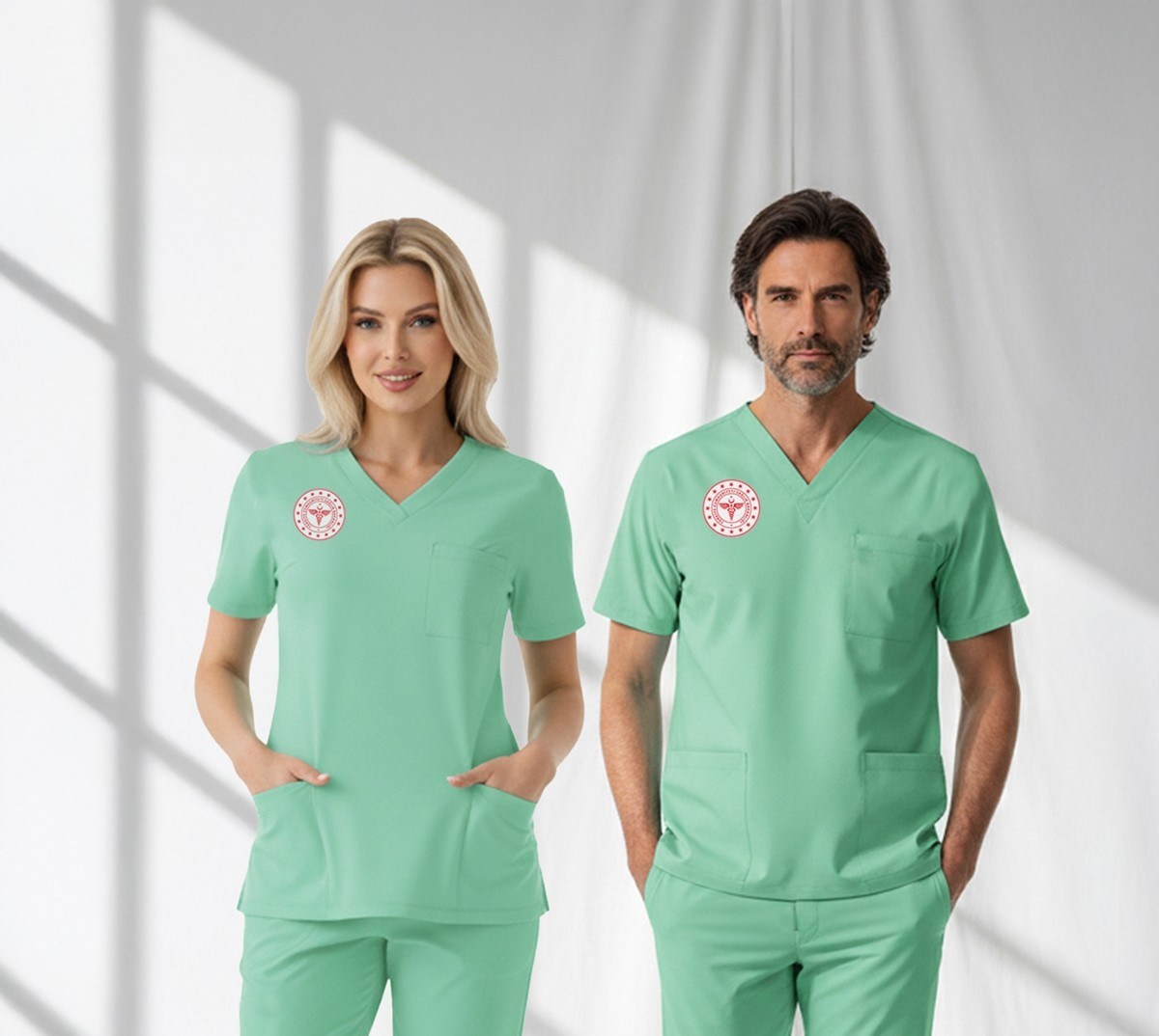 Aile Sağlığı  Forması Scrubs Likralı TEK ÜST Yeni Yönetmeliğe Uyumlu Uyumlu-Bermuda