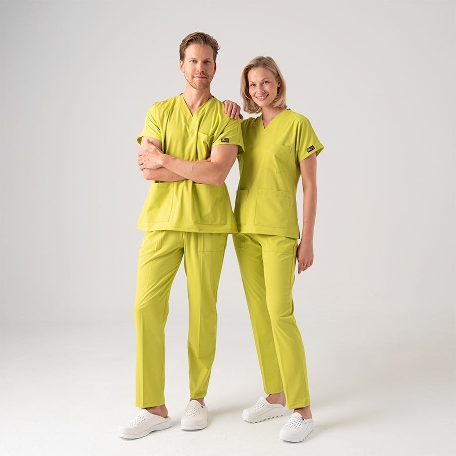 Neon Yeşil Dr. Greys Doktor Hemşire Medikal Scrubs Takım Best Likralı Kumaş