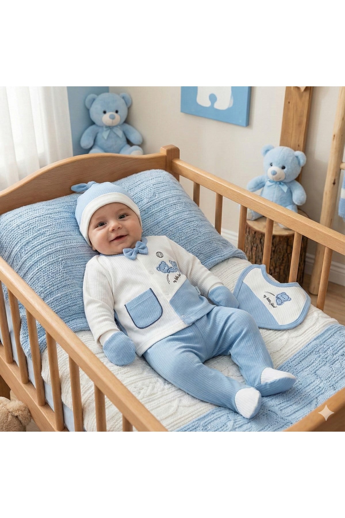 ERKEK BEBEK RAPORLU AFACAN AYILI 5'Lİ YENİDOĞAN HASTANE ÇIKIŞI ZIBIN SETİ