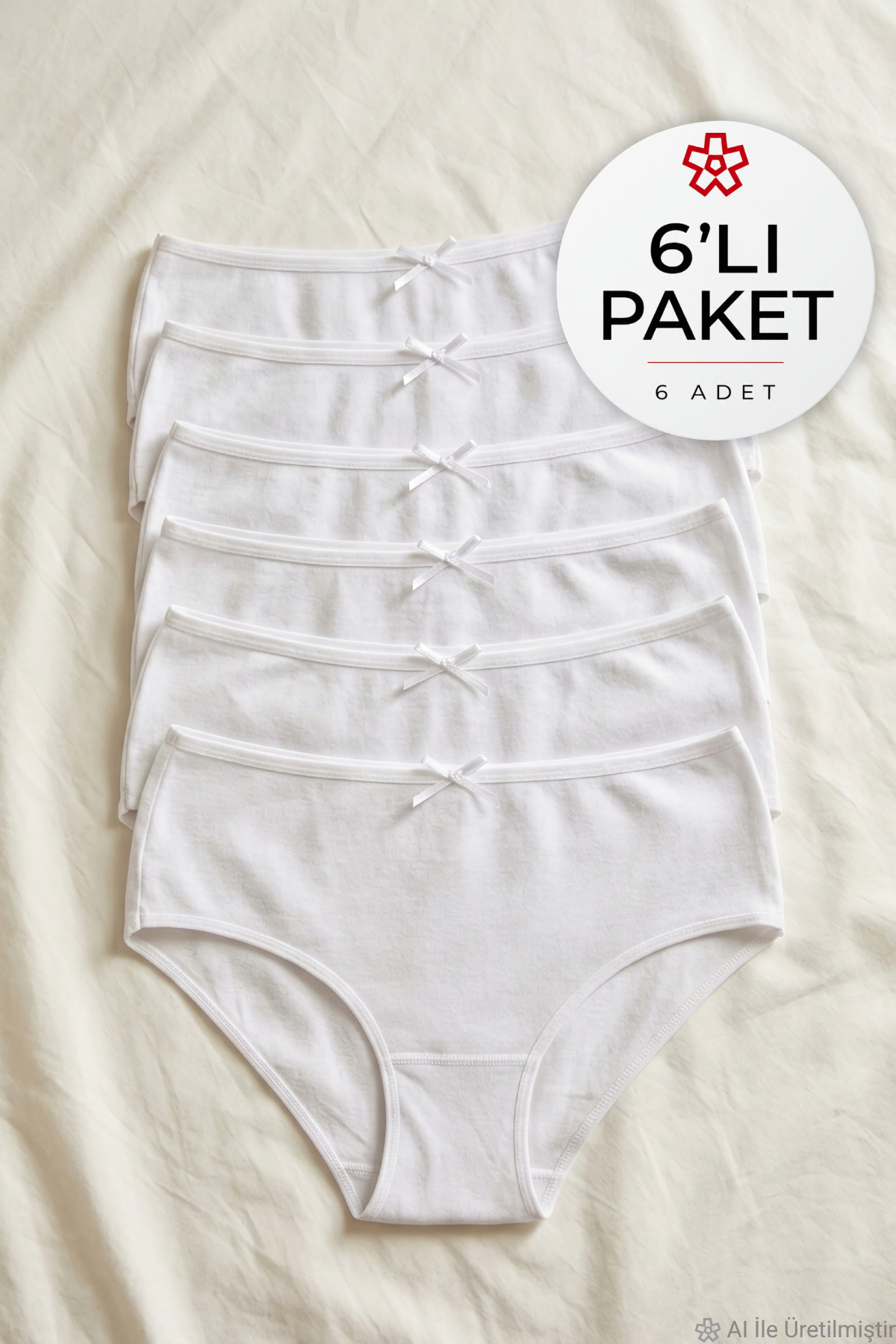 Bambu Bato Kadın Yüksek Bel Külot Beyaz 6lı Paket
