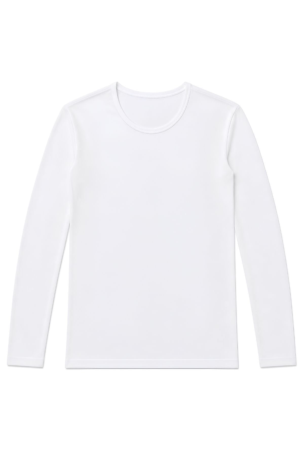 Bambu Bisiklet Yaka Uzun Kol T-Shirt Beyaz