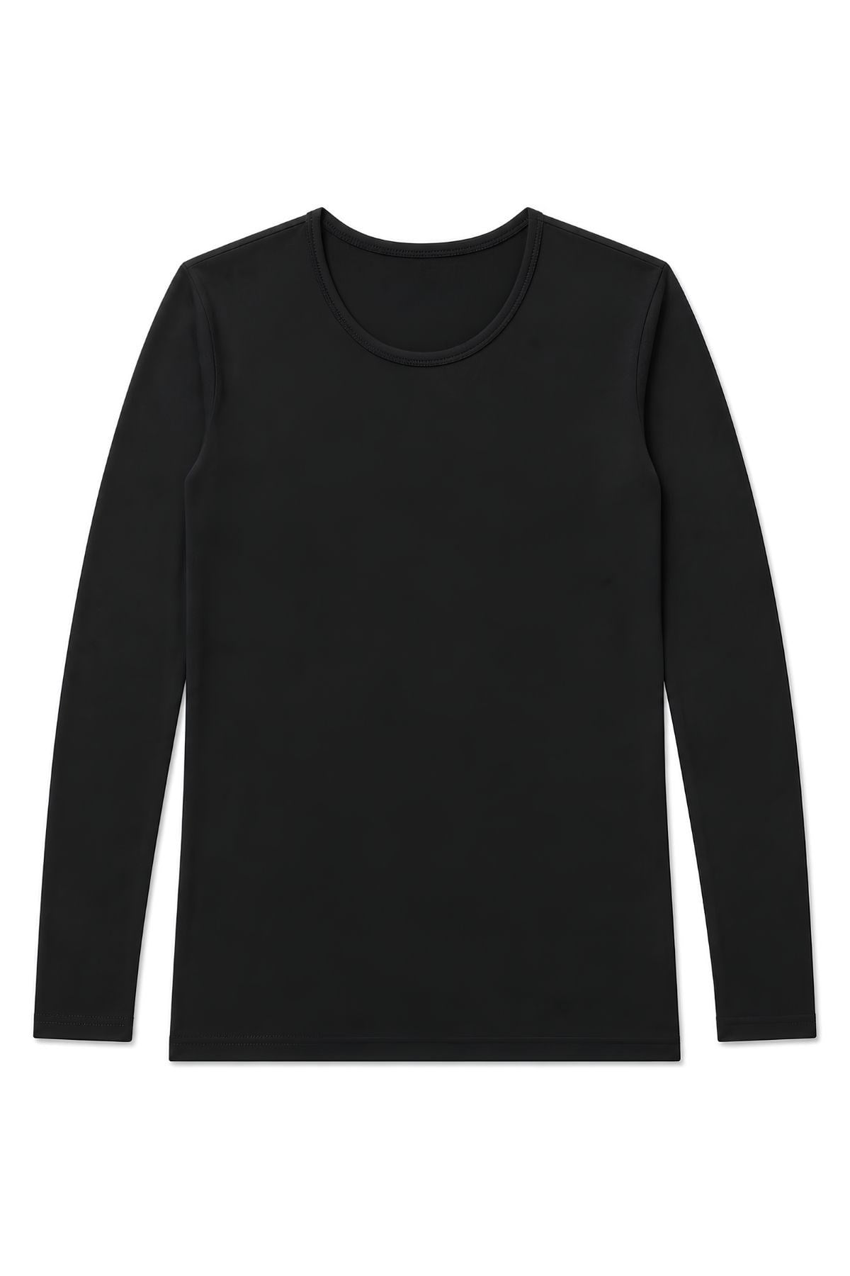 Bambu Bisiklet Yaka Uzun Kol T-Shirt Siyah