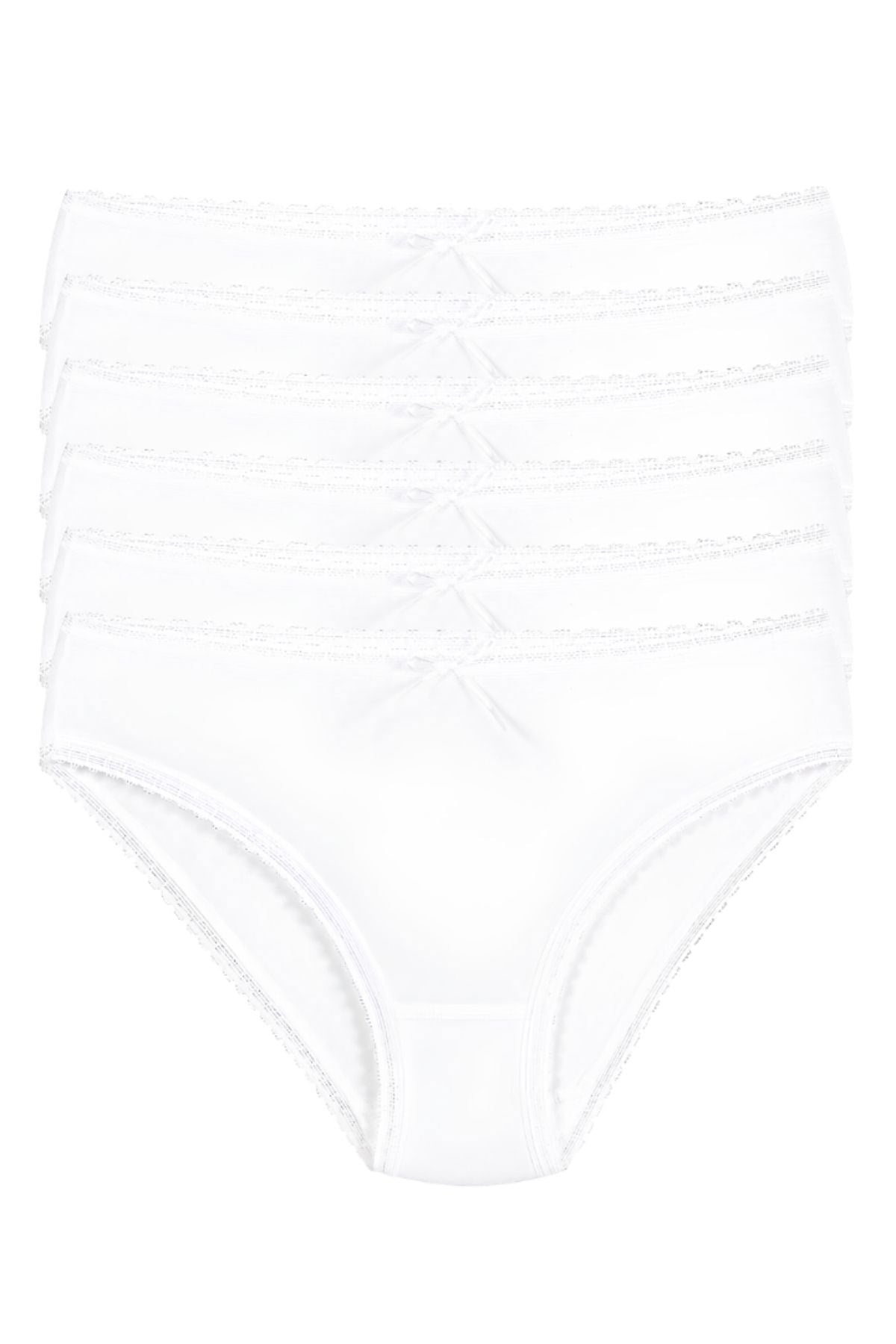 Bambu Dantelli Bikini Kadın Külot Beyaz 6lı Paket