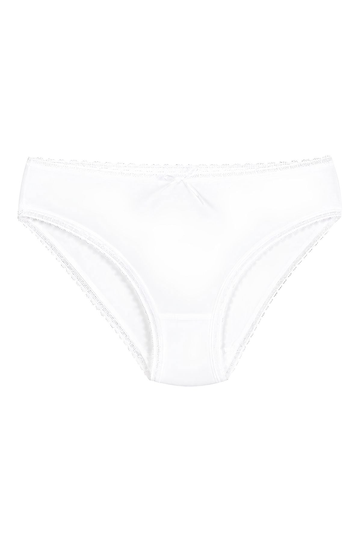 Bambu Dantelli Bikini Kadın Külot Beyaz 6lı Paket