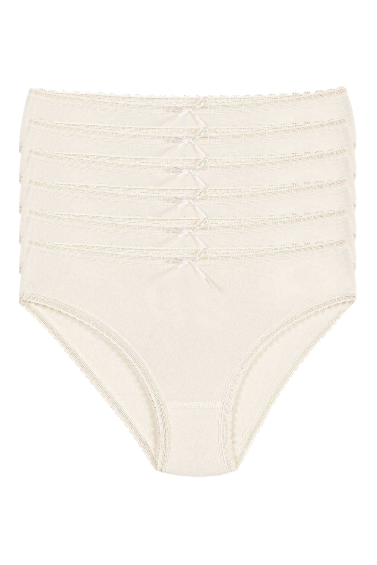 Bambu Dantelli Bikini Kadın Külot Ekru 6lı Paket