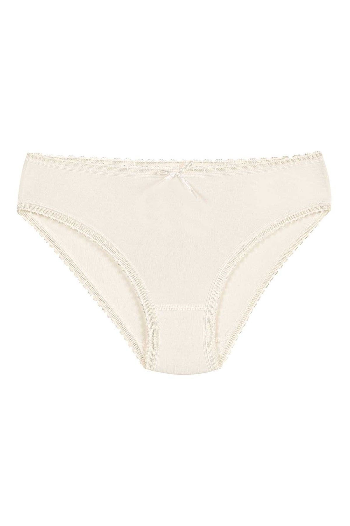 Bambu Dantelli Bikini Kadın Külot Ekru 6lı Paket
