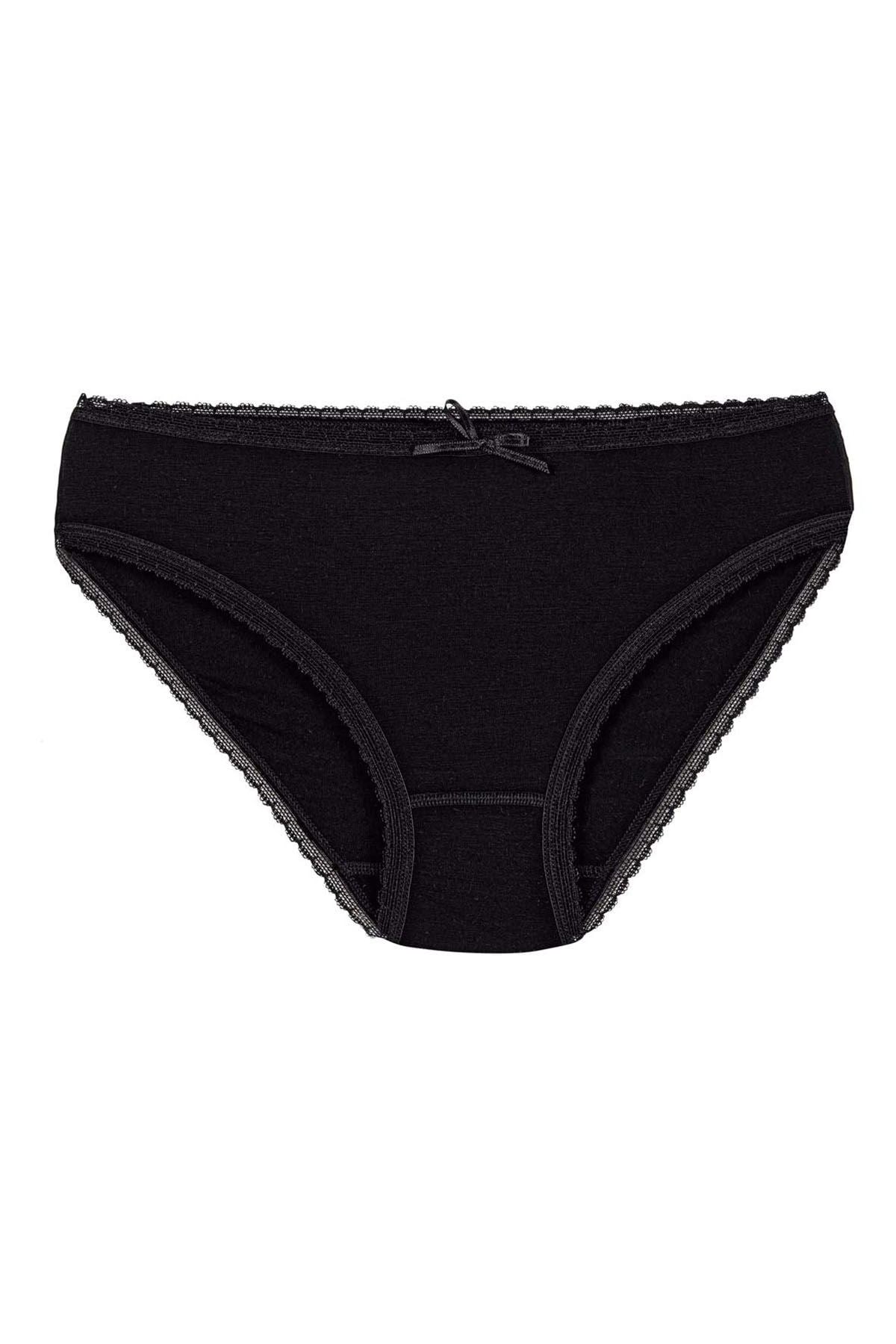 Bambu Dantelli Bikini Kadın Külot Siyah 6lı Paket