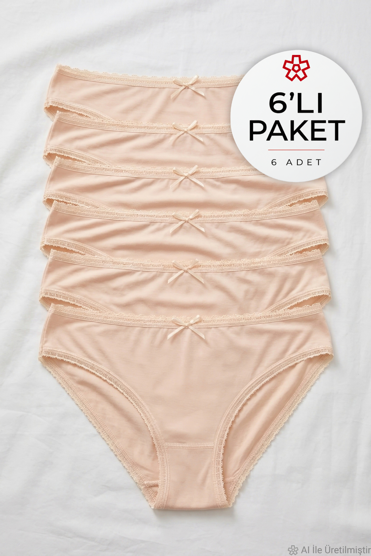 Bambu Dantelli Bikini Kadın Külot Ten 6lı Paket