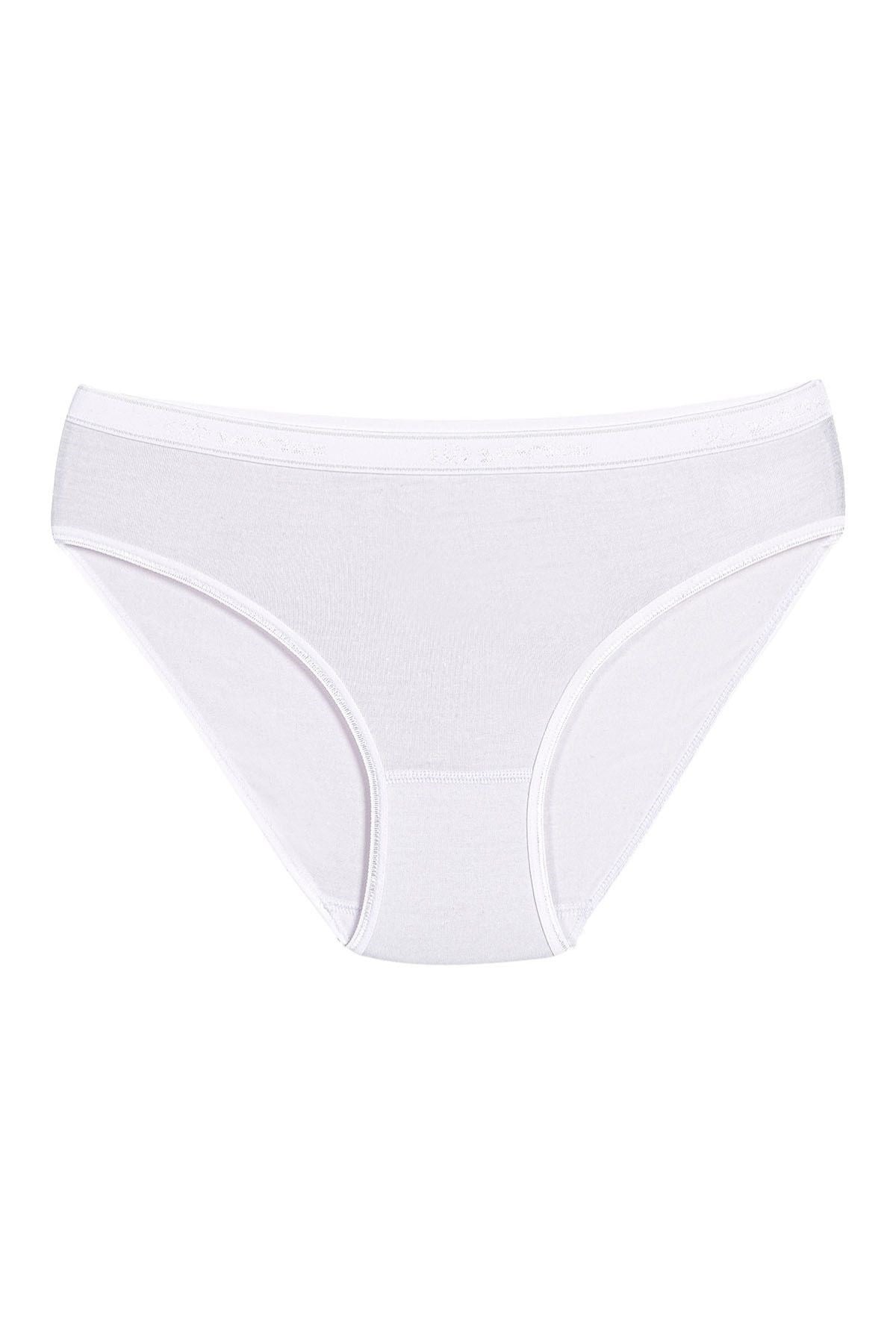 Bambu Kemerli Bikini Kadın Külot Beyaz 6lı Paket