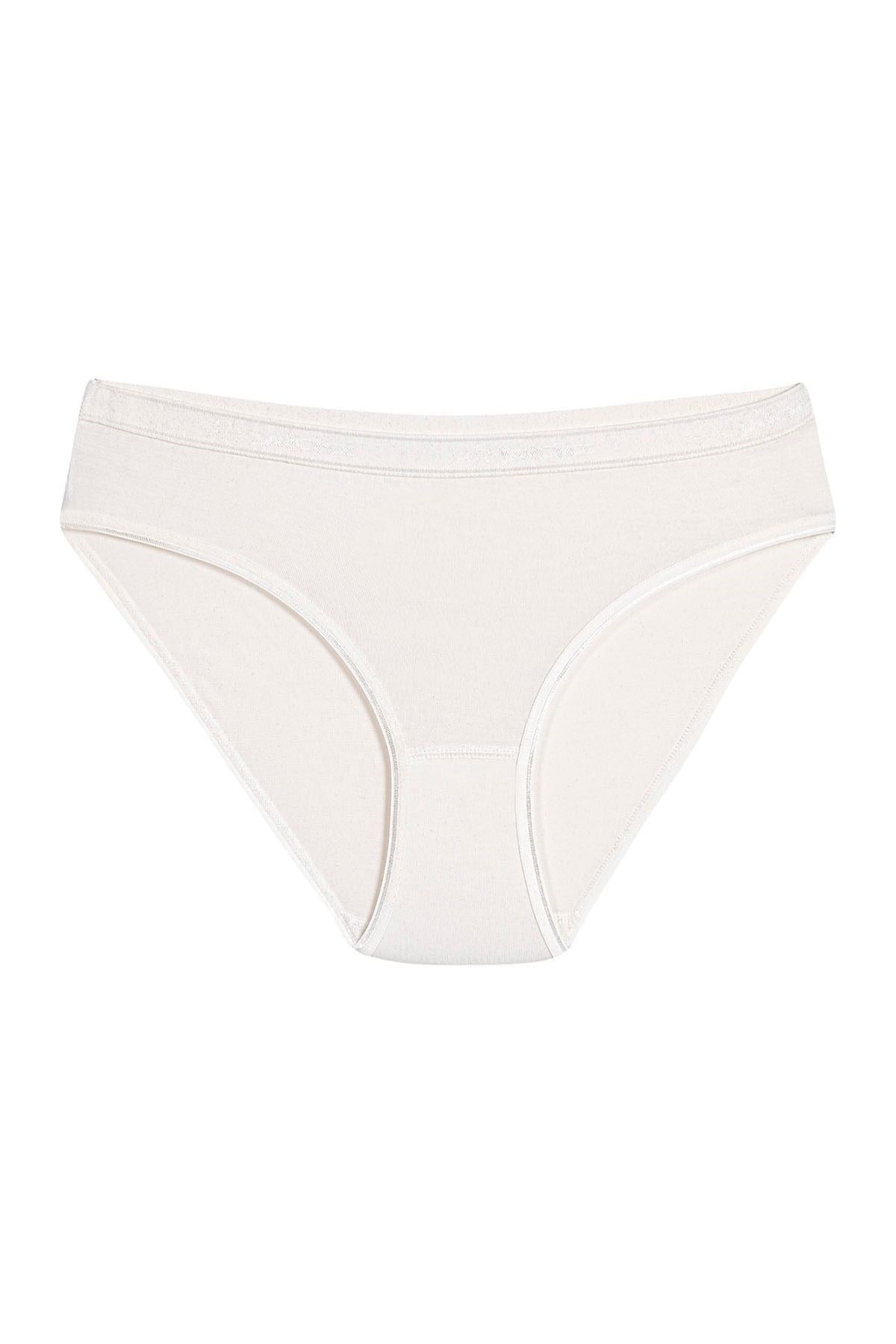 Bambu Kemerli Bikini Kadın Külot Ekru 6lı Paket