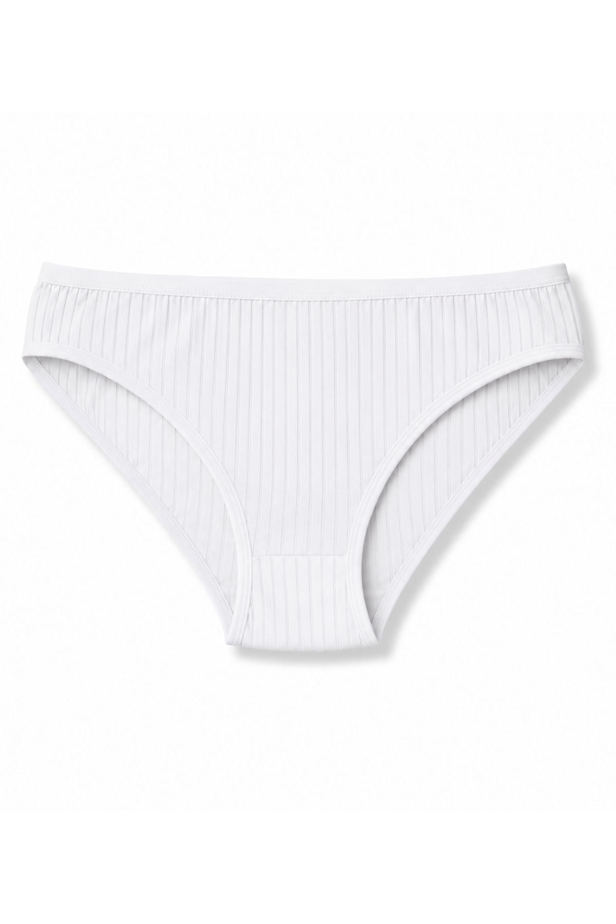 Çizgili Bambu Bikini Kadın Külot Beyaz 6lı Paket