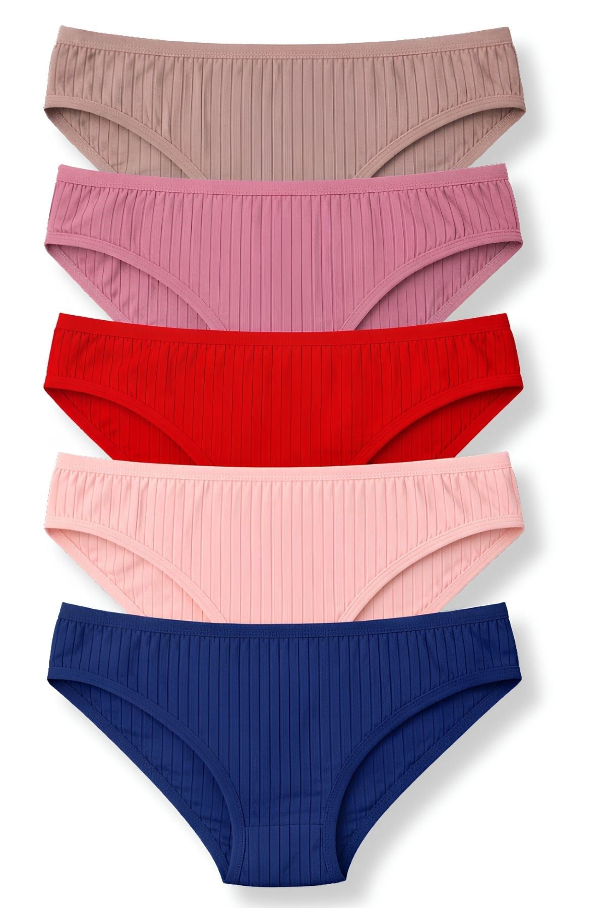 Çizgili Bambu Bikini Kadın Külot Renkli 5li Paket