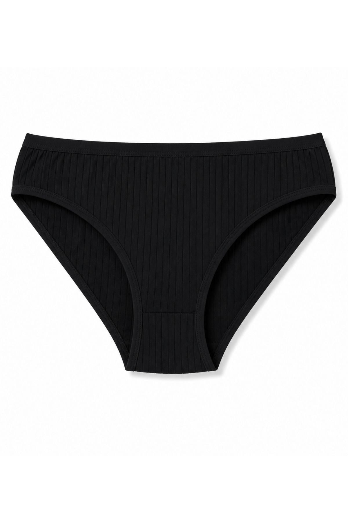 Çizgili Bambu Bikini Kadın Külot Siyah 6lı Paket