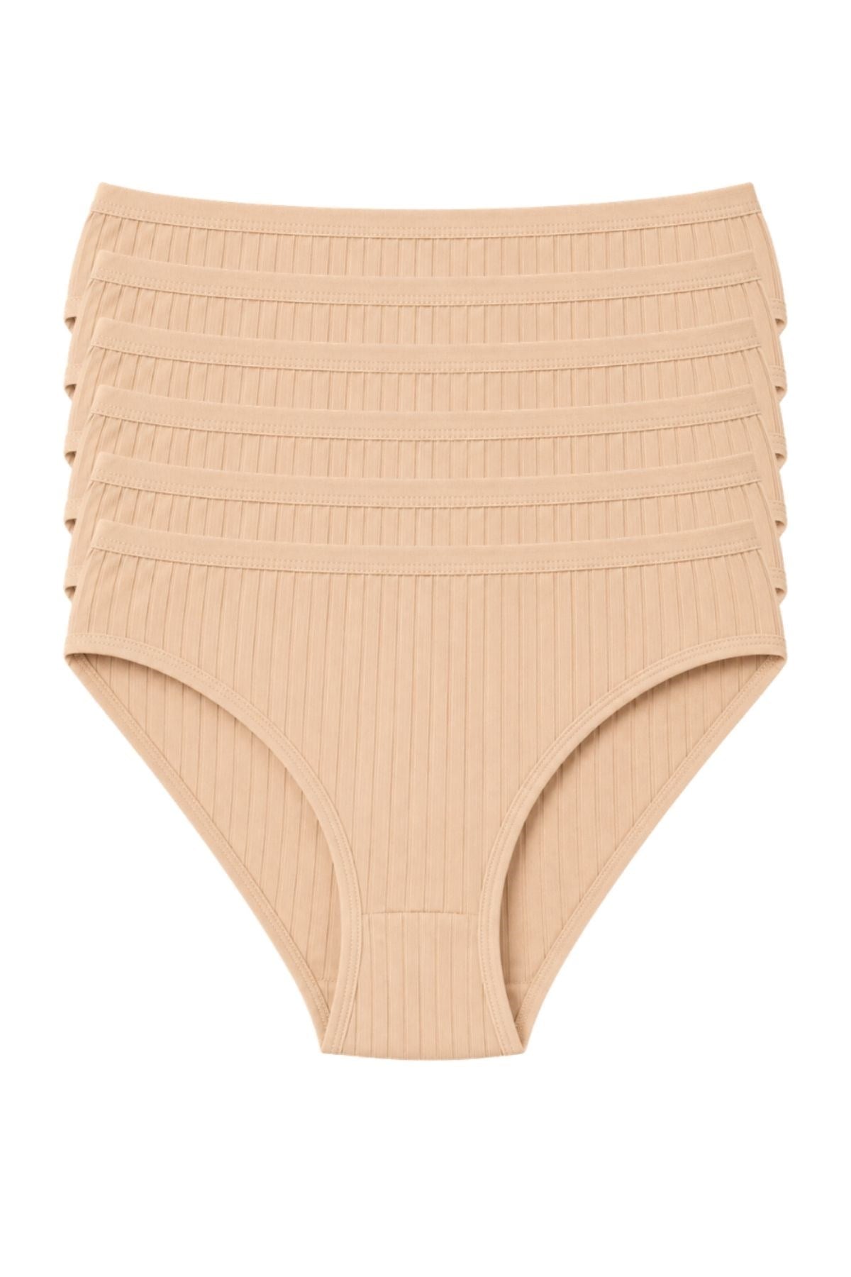 Çizgili Bambu Bikini Kadın Külot Ten 6lı Paket