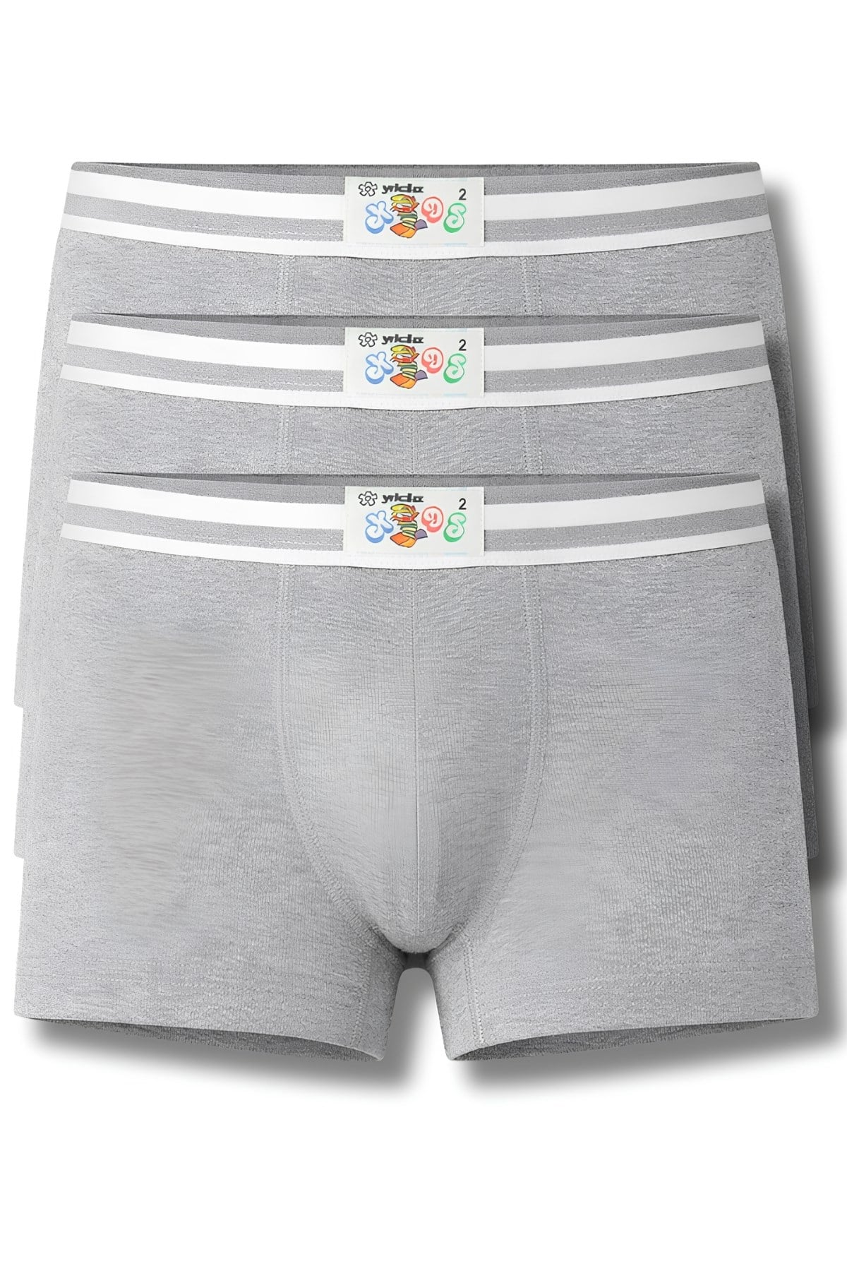 Erkek Çocuk Ribana Boxer Gri %100 Pamuk 3lü Paket