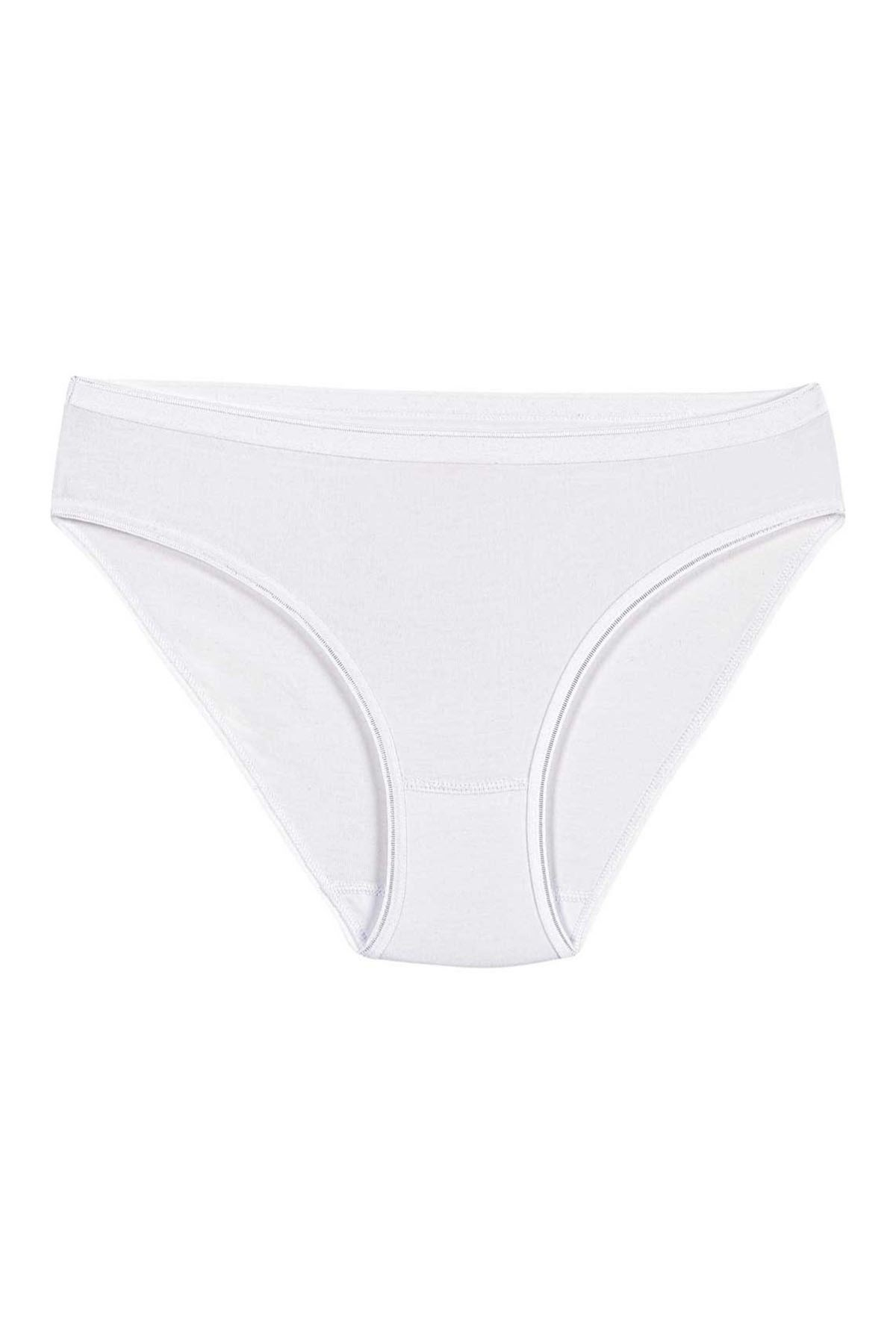 Likralı İz Yapmaz Bikini Kadın Külot Beyaz 6lı Paket