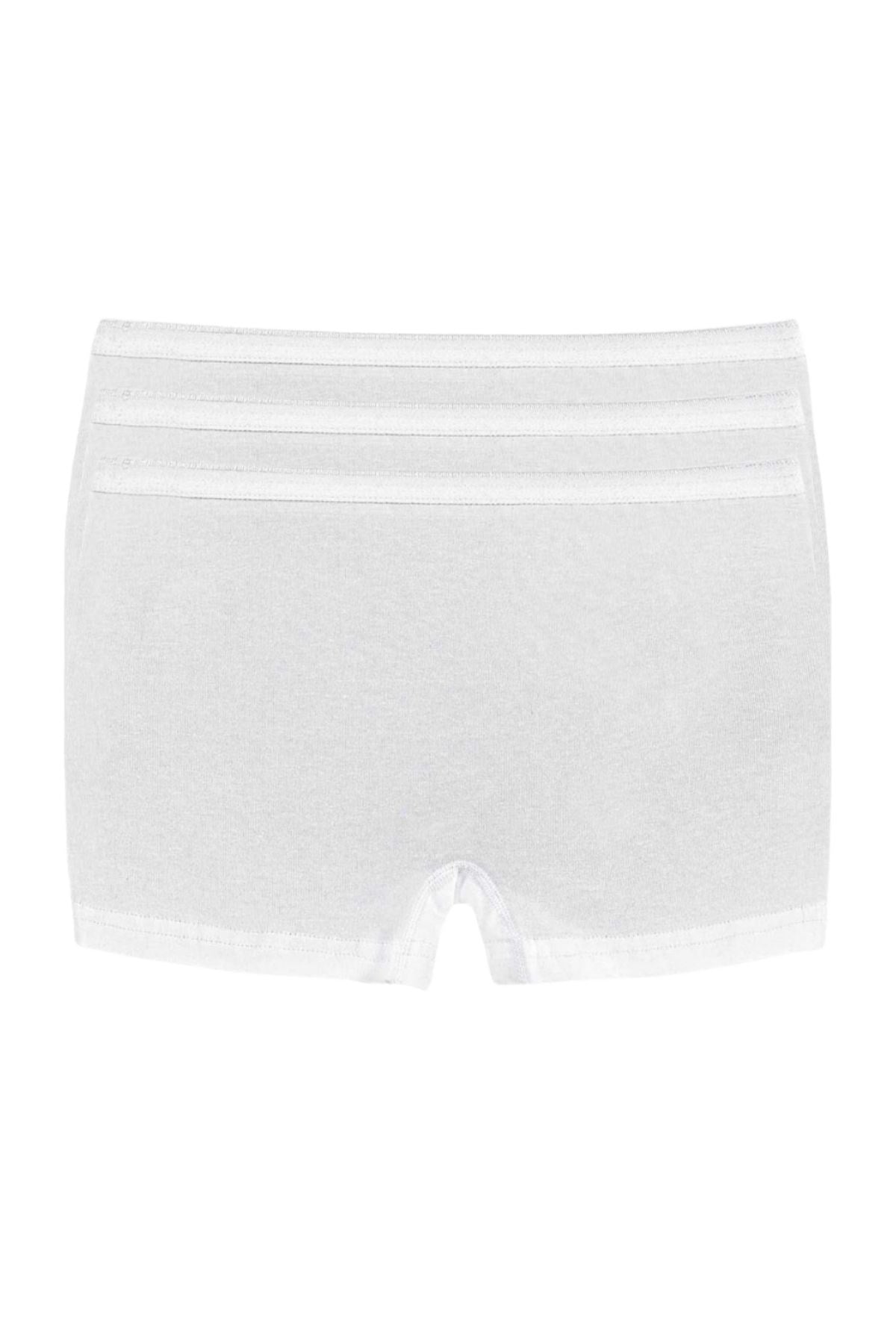 Likralı Kadın Boxer Beyaz 3lü Paket