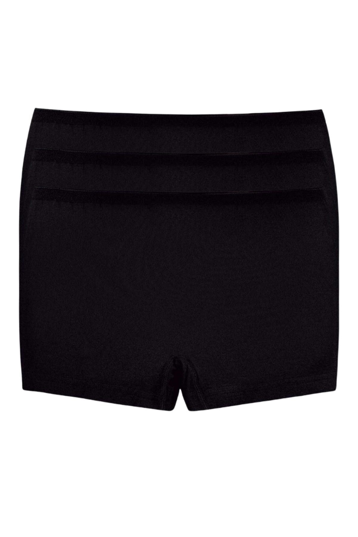 Likralı Kadın Boxer Siyah 3lü Paket