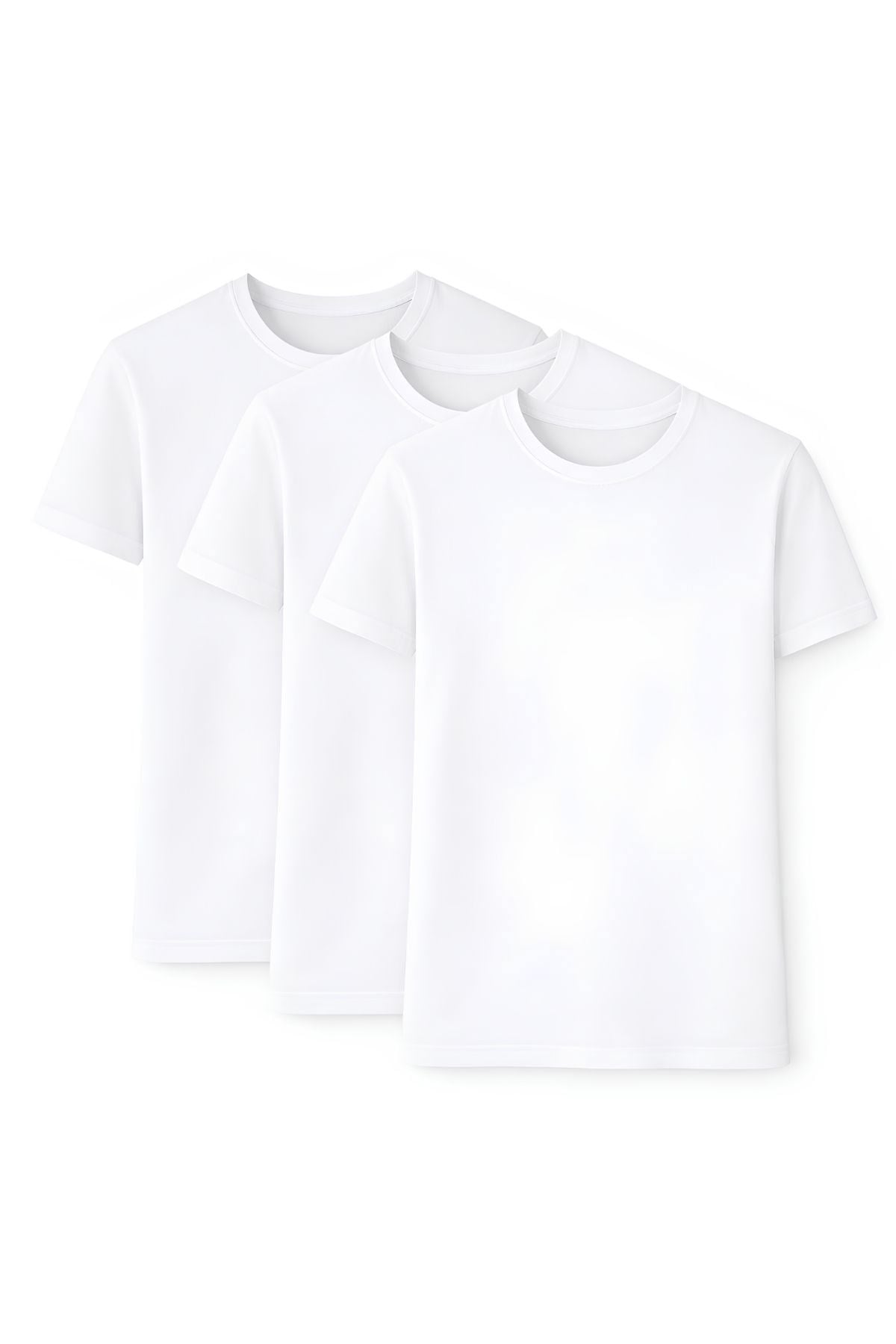 Likralı Kısa Kol Erkek T-Shirt Beyaz