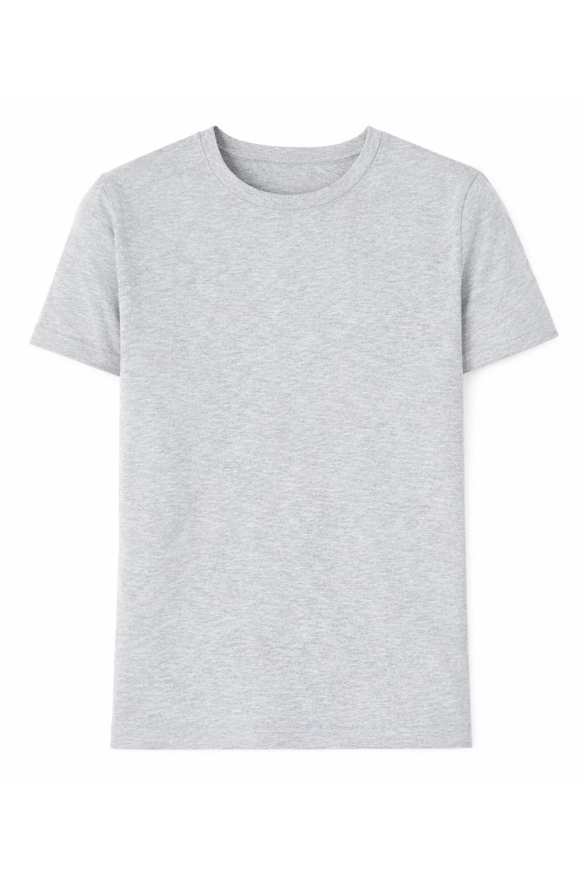 Likralı Kısa Kol Erkek T-Shirt Gri