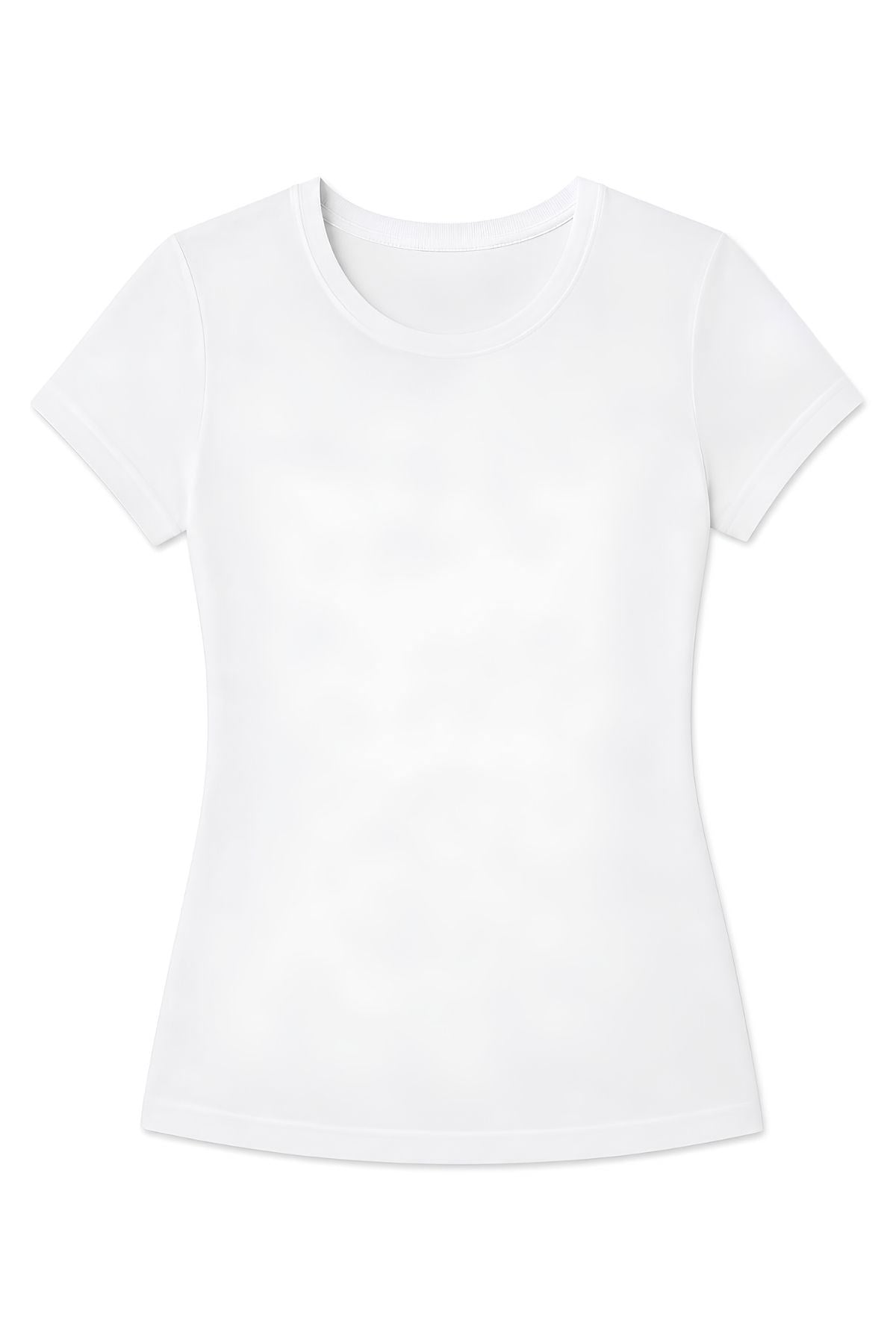Likralı Kısa Kol Kadın T-Shirt Beyaz