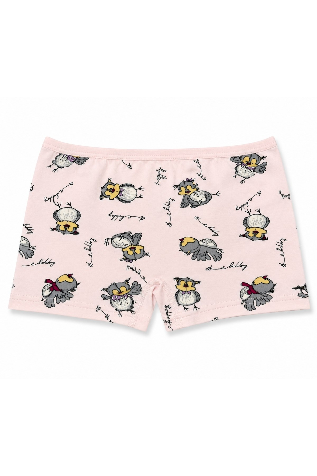 Likralı Kız Çocuk Desenli Boxer 3lü Paket