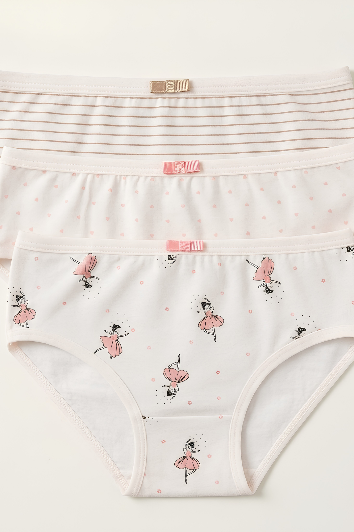 Likralı Kız Çocuk Külot Desenli 3lü Paket