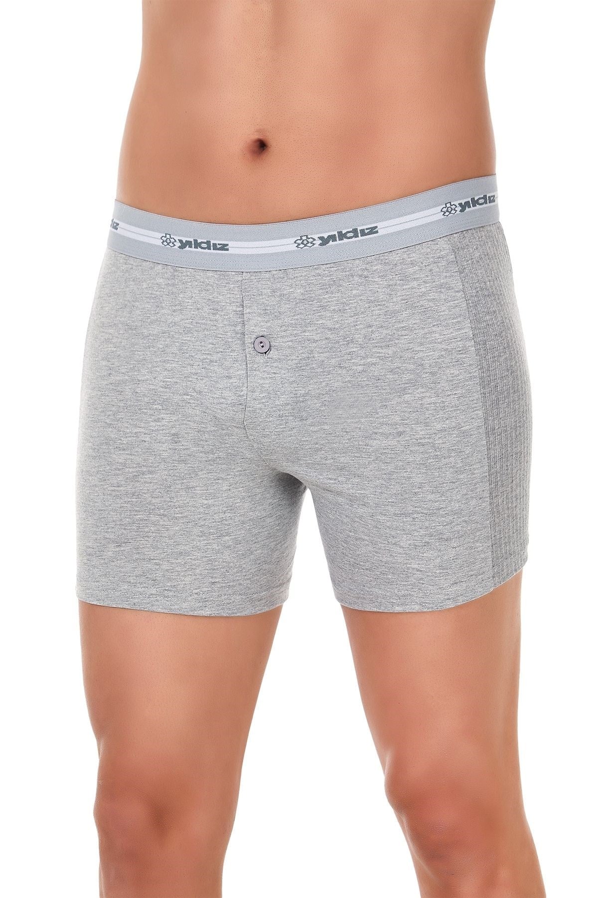 Likralı Uzun Erkek Boxer Gri 3lü Paket