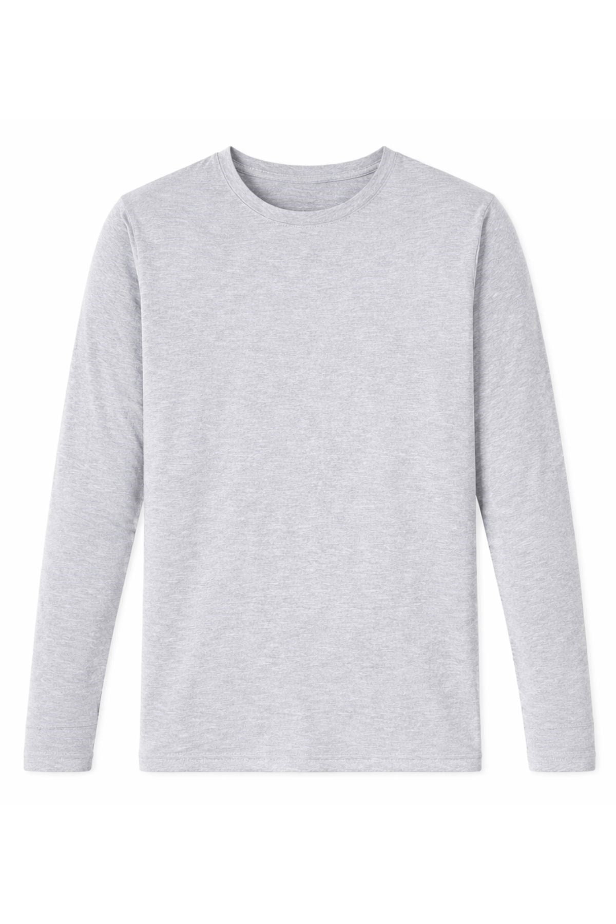 Likralı Uzun Kol Erkek T-Shirt Gri