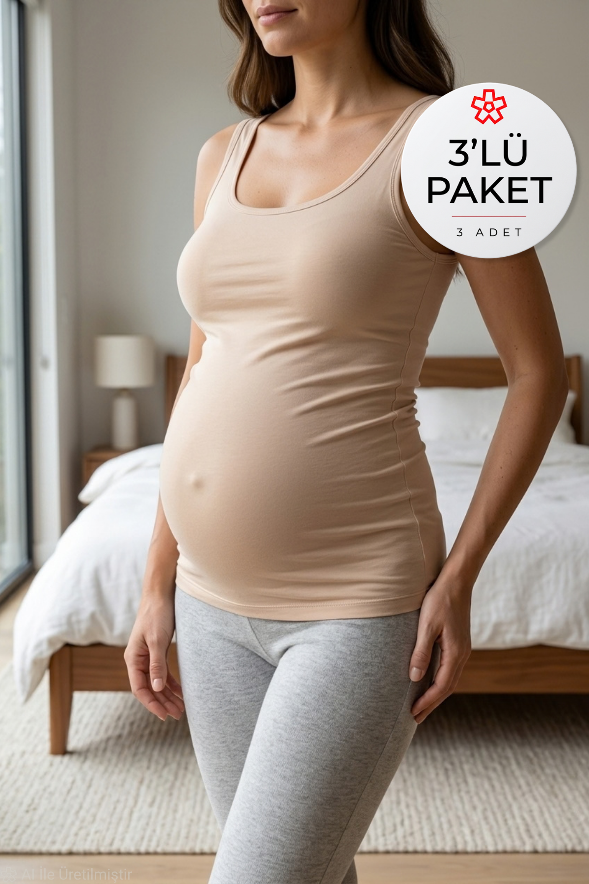 Modal Askılı Hamile Atlet Ten 3lü Paket