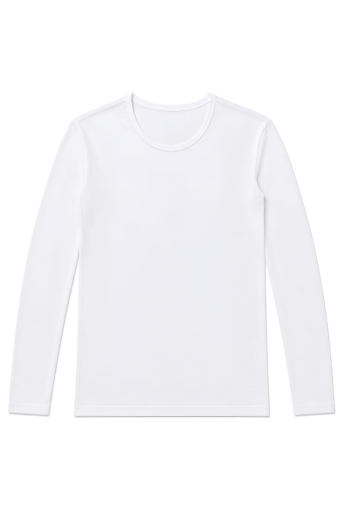 Modal Bisiklet Yaka Uzun Kol Erkek T-Shirt Beyaz