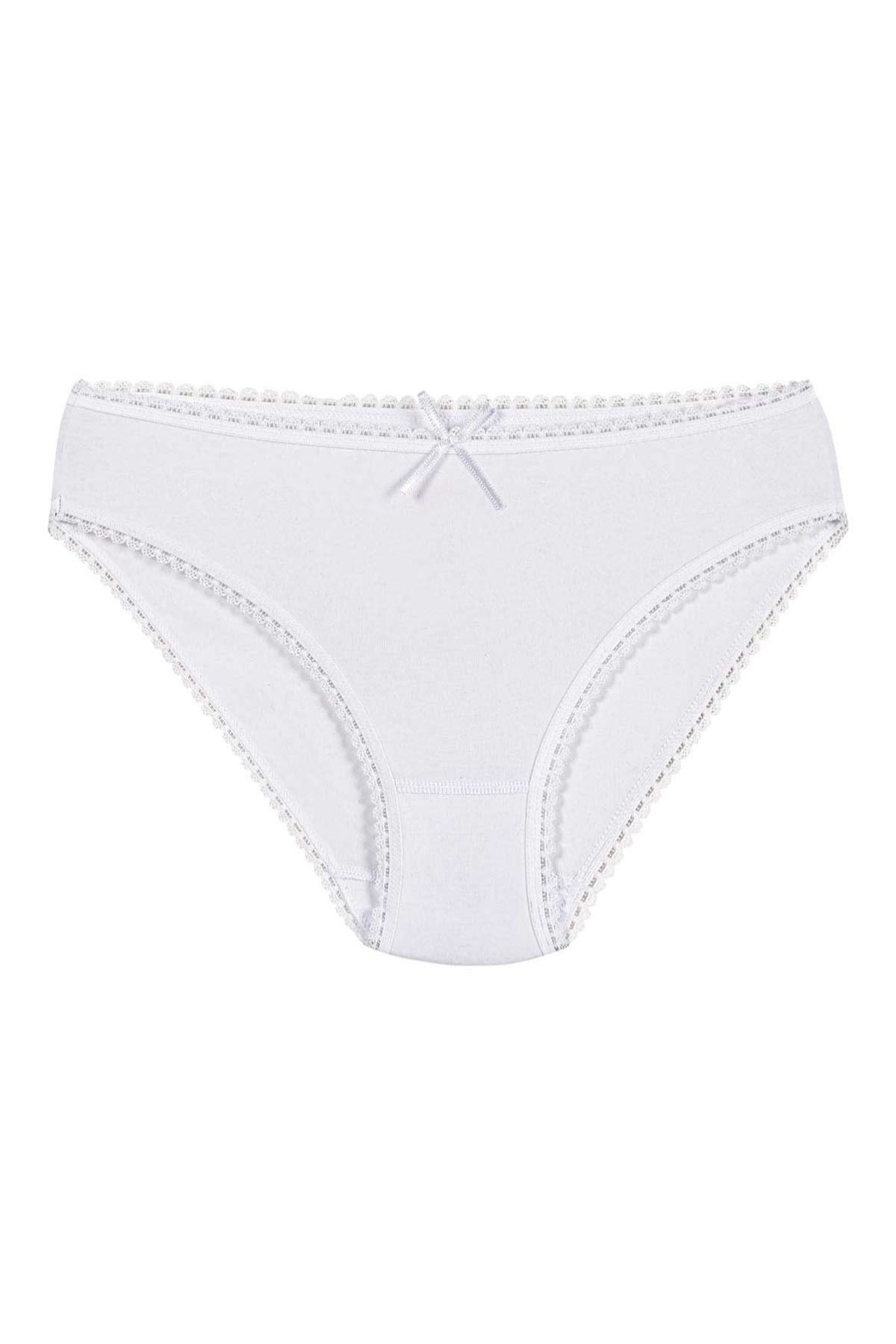 Modal Dantelli Bikini Kadın Külot Beyaz 6lı Paket