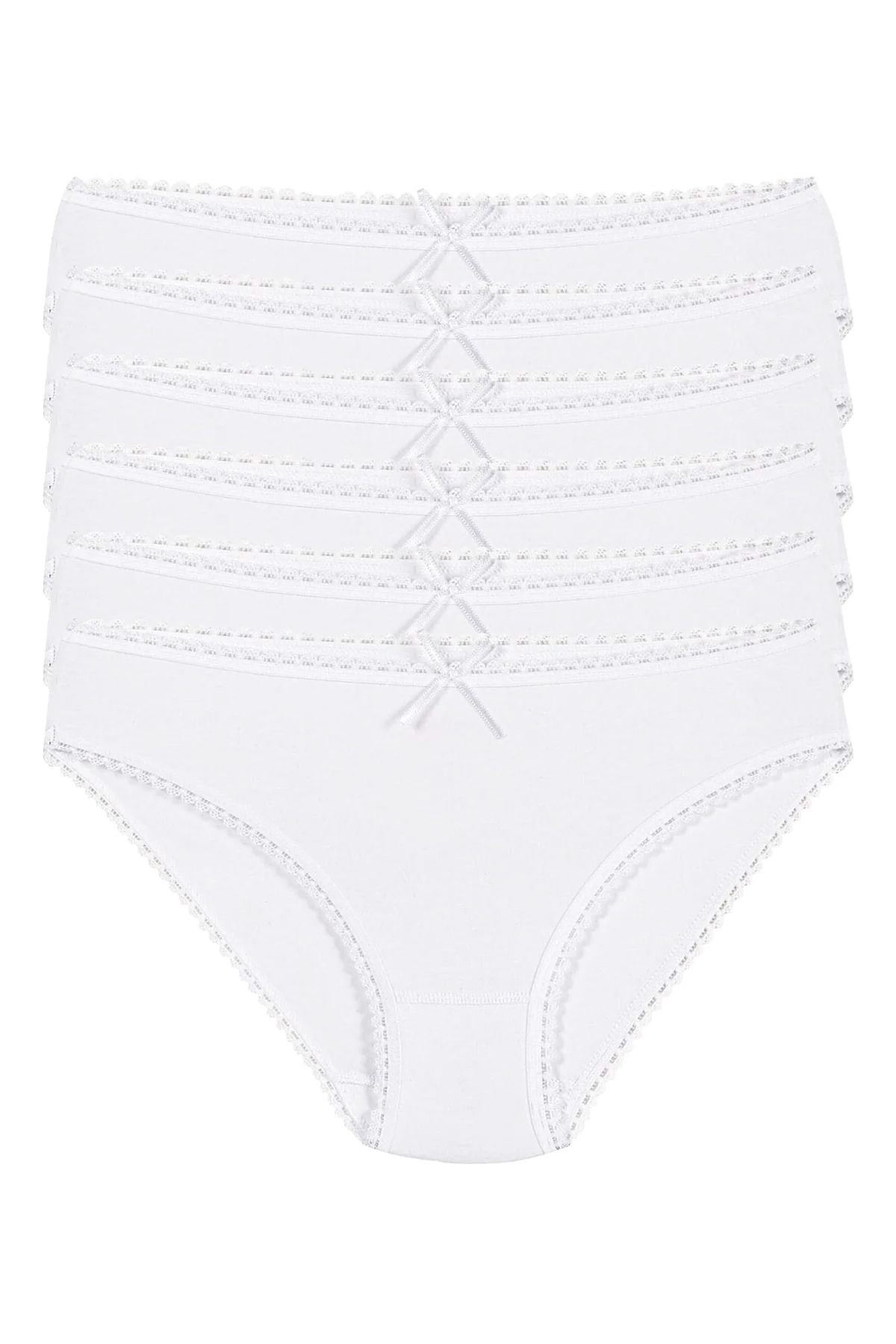 Modal Dantelli Bikini Kadın Külot Beyaz 6lı Paket