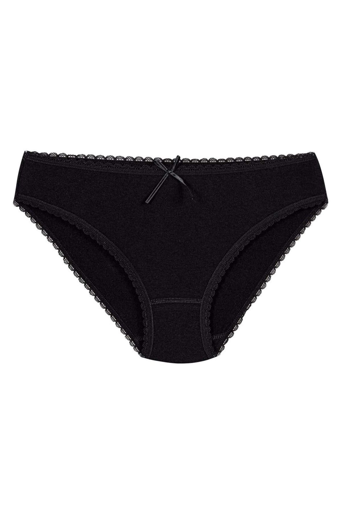 Modal Dantelli Bikini Kadın Külot Siyah 6lı Paket