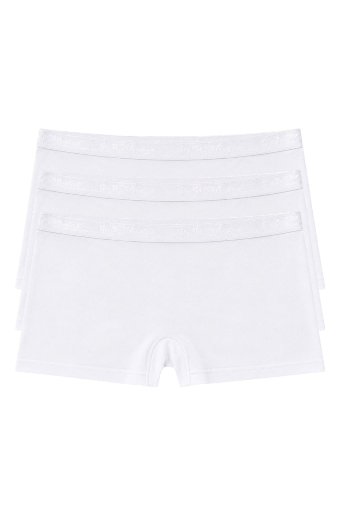 Modal Kadın Boxer Beyaz 3lü Paket