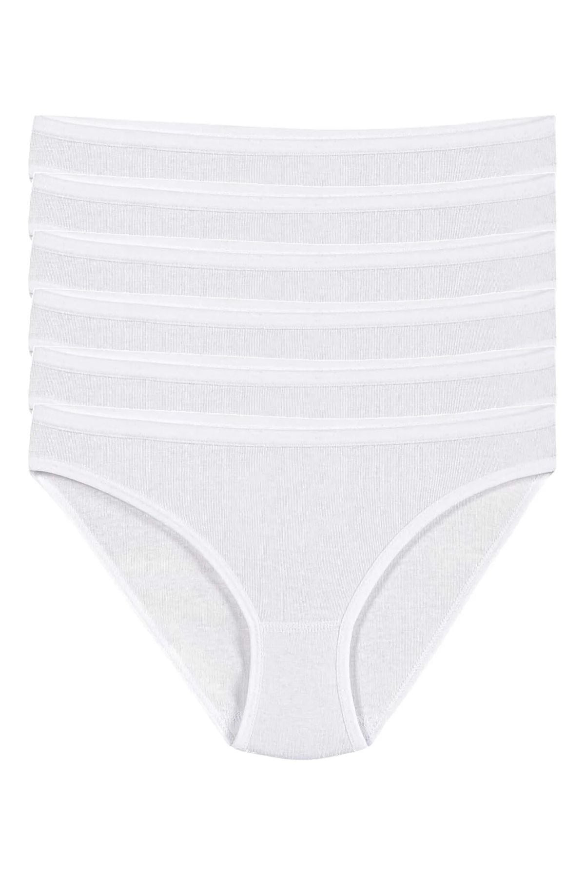 Ribana Kadın Bikini Külot Beyaz %100 Pamuk 6lı Paket