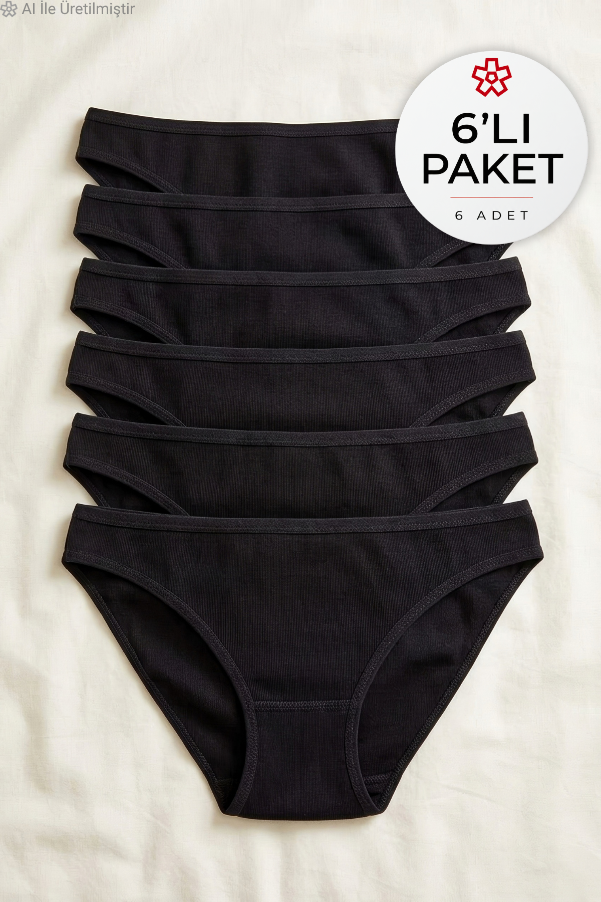 Ribana Kadın Bikini Külot Siyah %100 Pamuk 6lı Paket