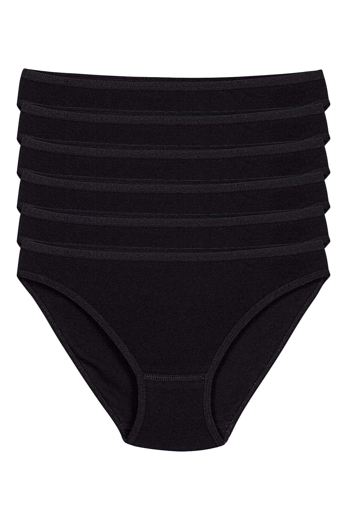Ribana Kadın Bikini Külot Siyah %100 Pamuk 6lı Paket